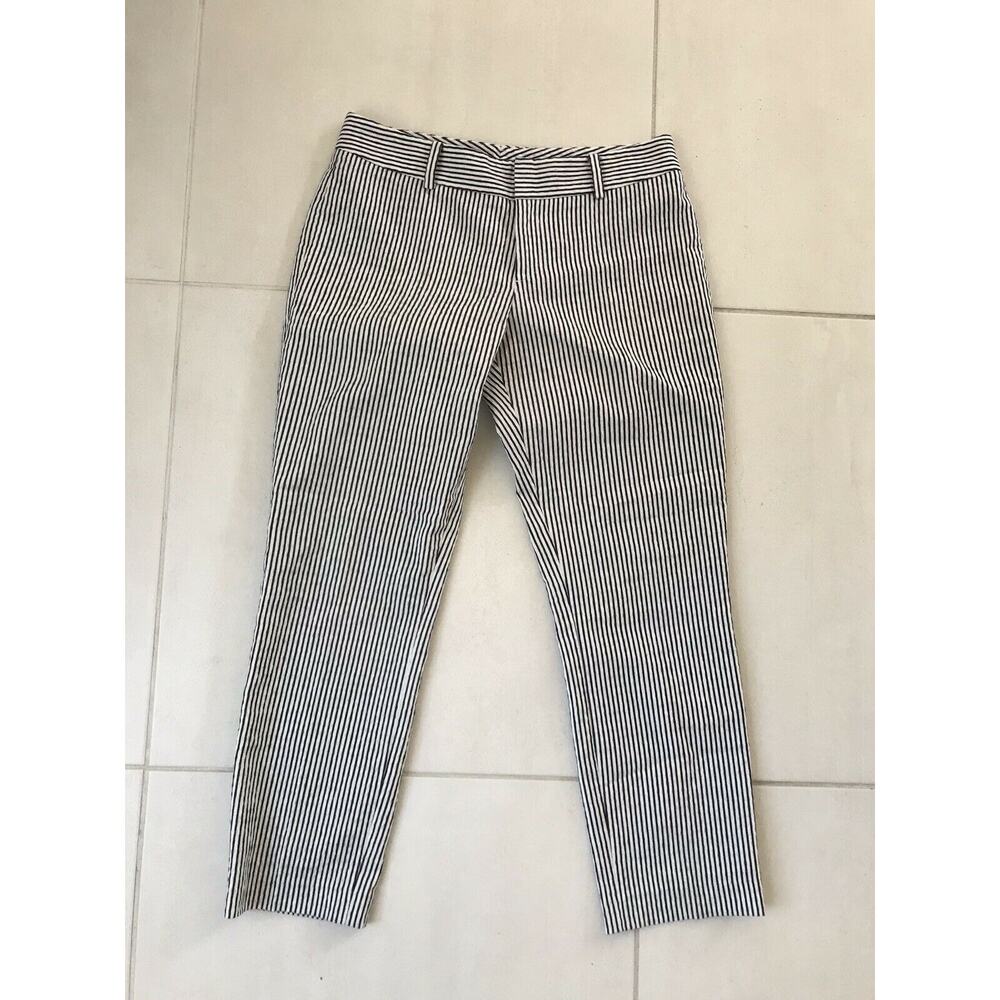 Club Monaco Low Rise Stripe Crop Seersucker Trouser Pants